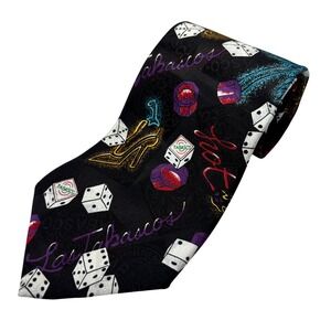 Tabasco Tie Las Vegas Neon Dice Hot Sauce Novelty Silk‎ Necktie Mens Vintage 90s